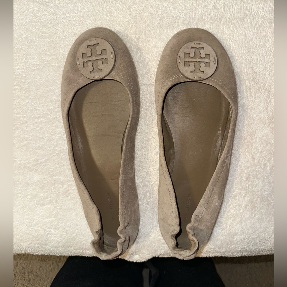 Tory Burch size 9.5 grey suede flats. Worn twice.